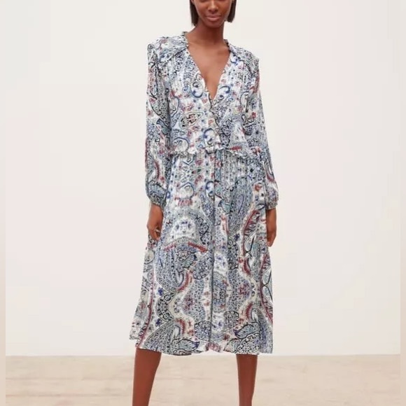 ZARA PRINTED LONG SLEEVE DRESS size S NWOT - Picture 1 of 12